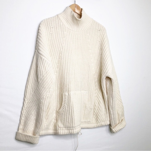 J Crew cream chunky merino wool pull over turtleneck sweater - Picture 9 of 11